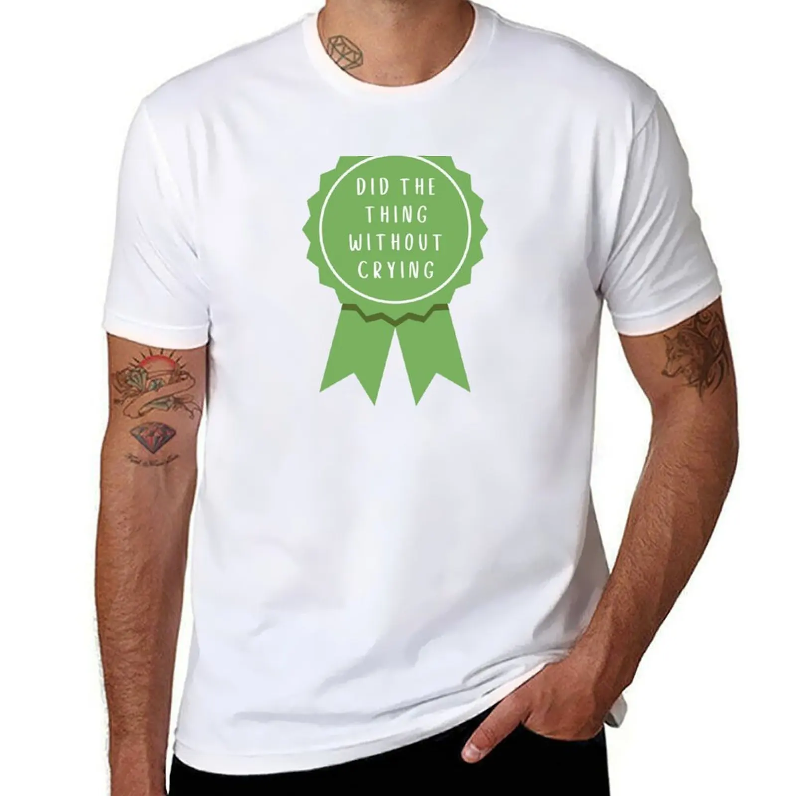 did the thing without crying - green aesthetic book quote for book lovers T-Shirt Urban Style Print T-Shirt