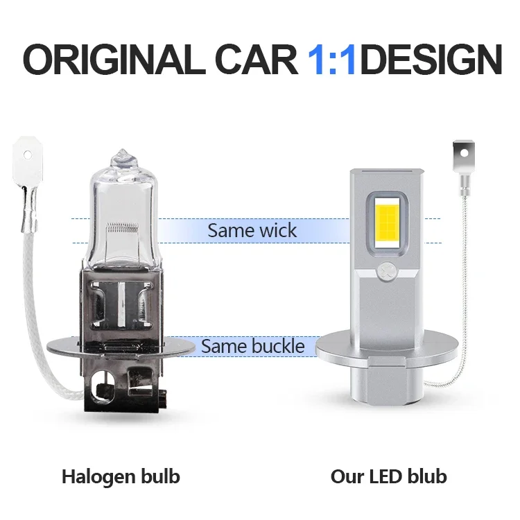 2x 3000K Golden Yellow H3 LED Headlight Bulb Canbus No Fan High Beam Car truck LED Fog Light Driving Lamp DRL 12V 12000LM 30W