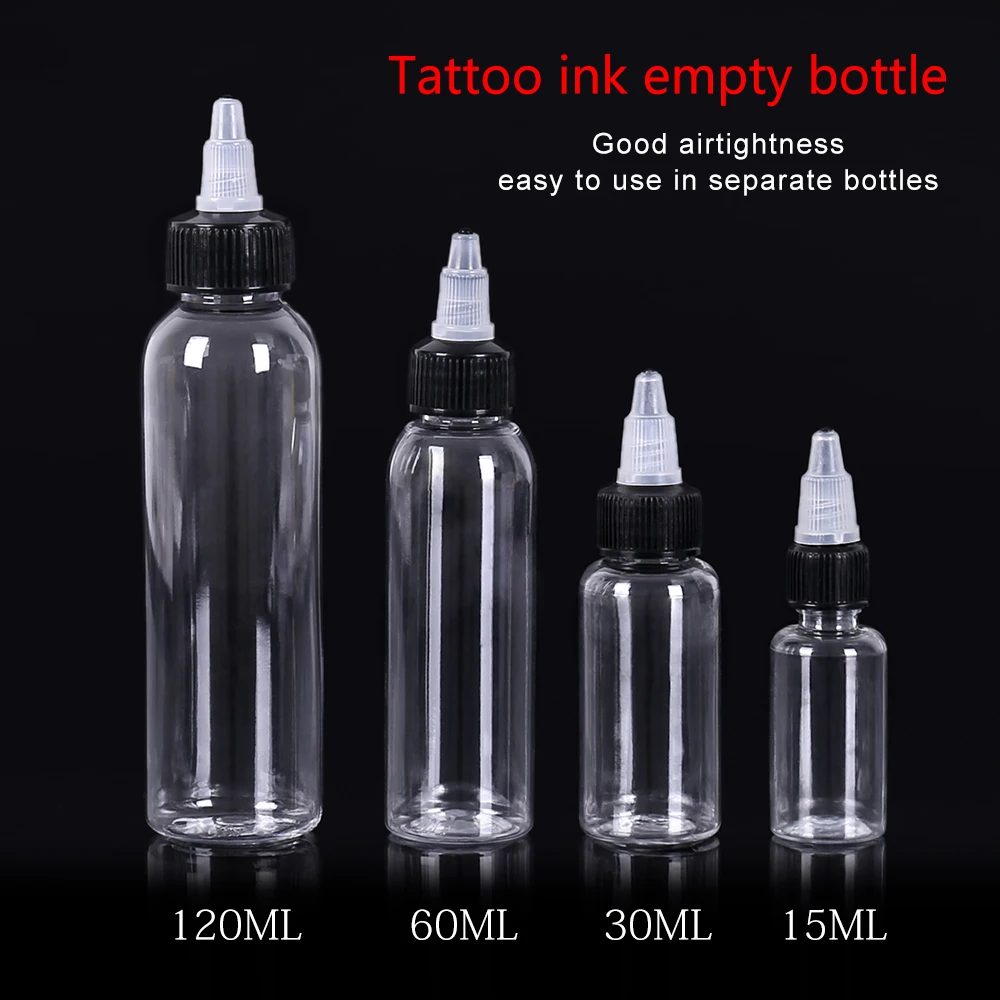 1 pc Empty Tattoo Ink Bottles, Tattoo Twist Cap Plastic Clear TransparentTattoo Pigment Container, Tattoo Accessories Twist