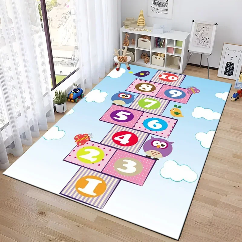 Play Mat Hopscotch Indoor Cartoon Parent-child Game Decoration Carpet Bedroom Bedside Children's Number Game Room Decoration