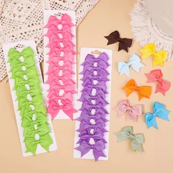 10Pcs/Set Solid Color Grosgrain Ribbon Hairpins for Kids Bows Hair Clips Boutique Handmade Headwear Girls Baby Hair Accessories