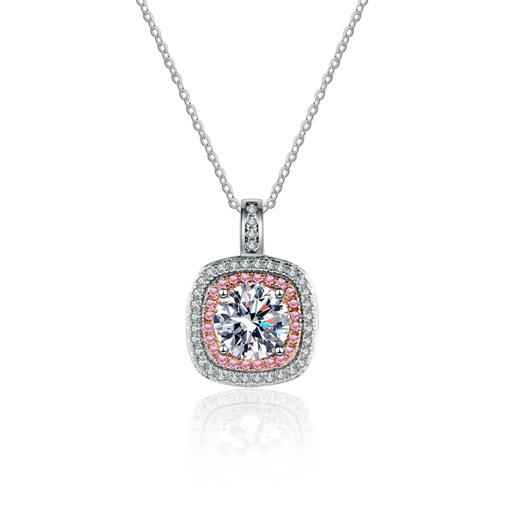

AZ407-X Lefei Fashion Trend Luxury Classic Moissanite Diamond-set 1CT Square Necklace Women 925 Silver Party Charms Jewelry Gift