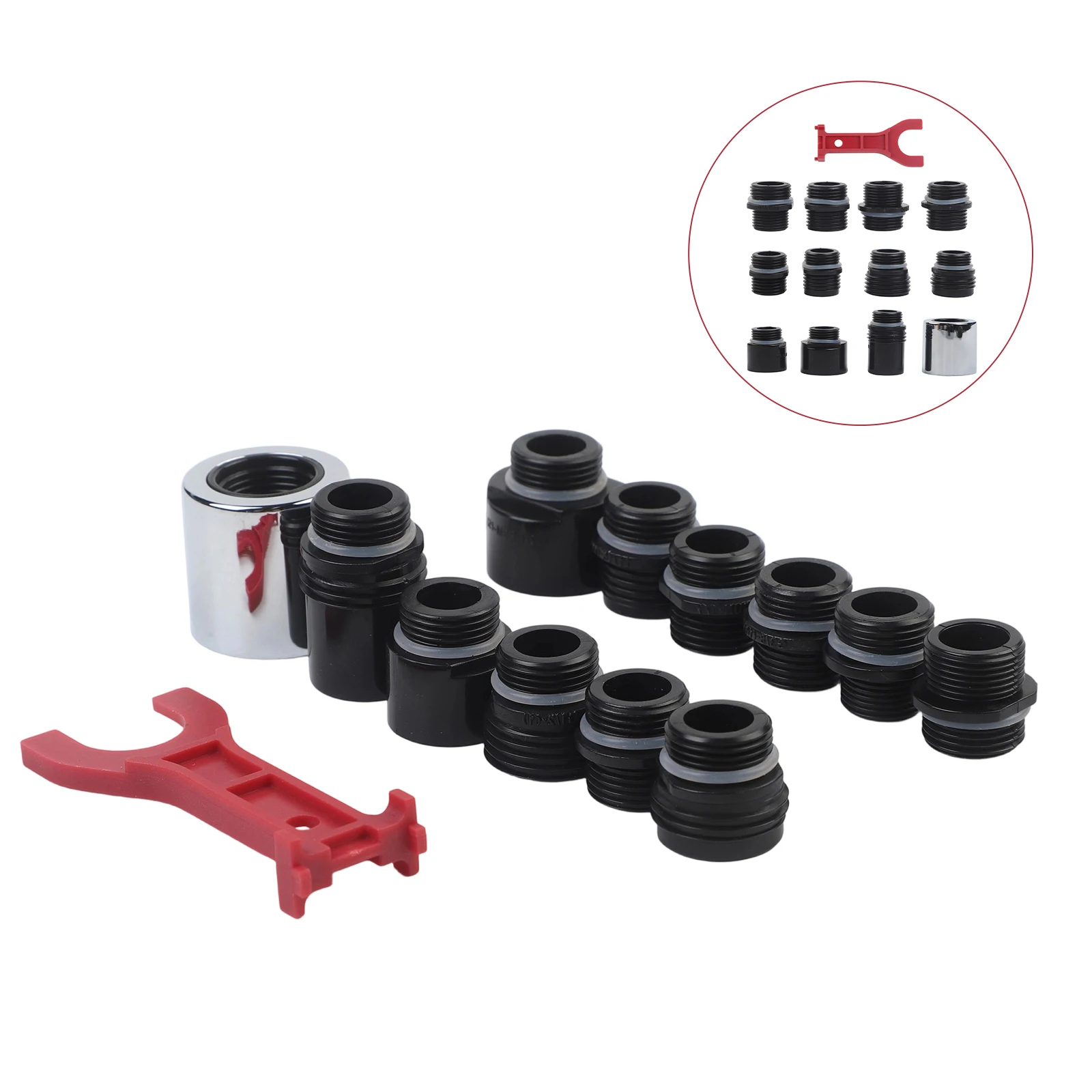 12 Pieces All Purpose Pull Out Faucet Adapter Kit with Thread Sizes for Kitchen Faucet Installation and Replacement