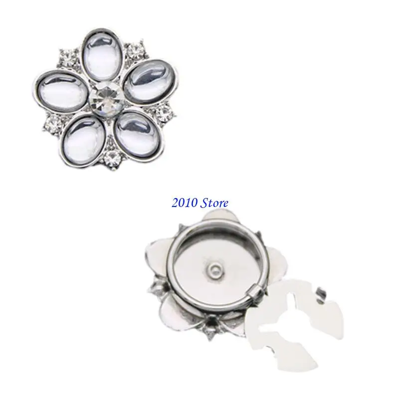 F3MF Rhinestones Flower Sleeve Button Cover For Tuxedo Shirt Easy to Use Decorative Button For Special Occasion Shirt Decors