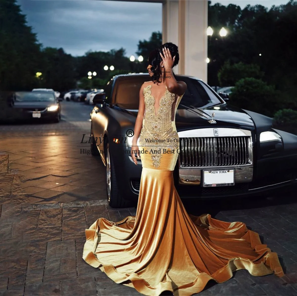 Sexy Prom Dresses Customized  For Black Girls Crystal Diamond Mermaid Birthday Party Gowns Rhinestones Evening Outfit