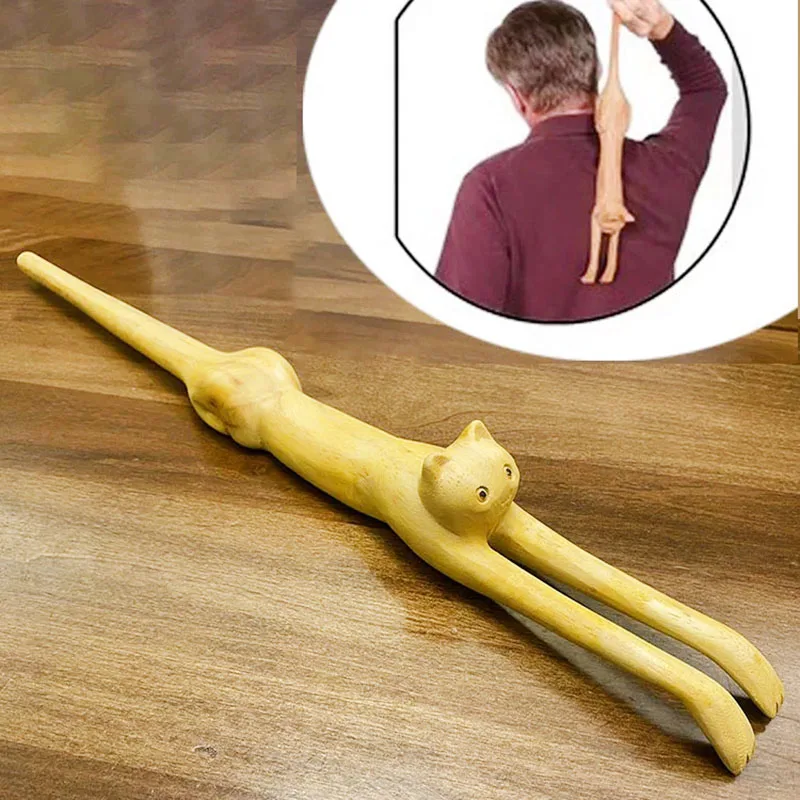 New Wooden Cat-Shaped Back Scratching Stick DIY Scratching Stick Made Of Solid Wood