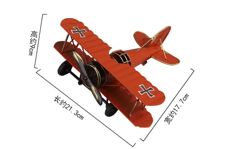 Metal Plane Retro Biplane Model Home Decor Iron Aircraft Glider Biplane Pendant Airplane Figurines Status Children Gift