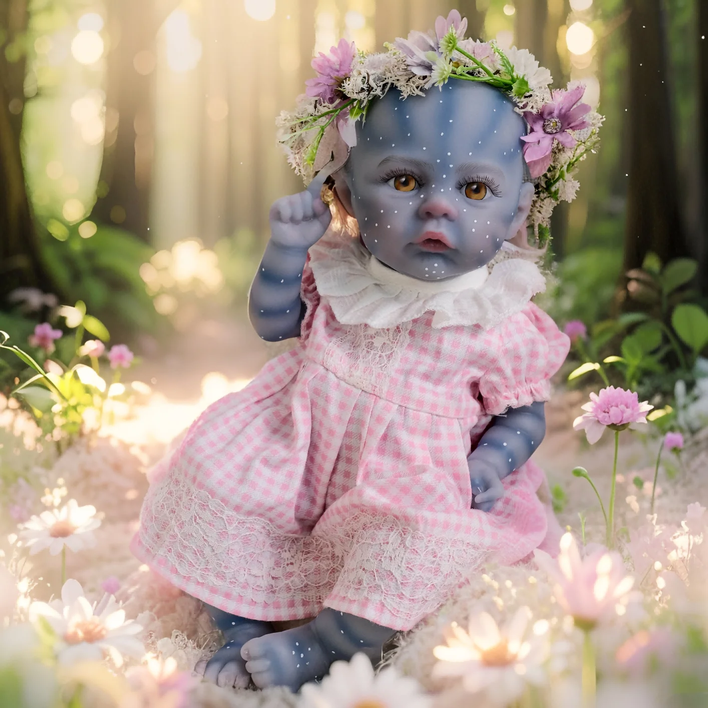 Delicata bambola Reborn da 12 pollici con vestito rosa - eleganti brillantini, perfetta per regali per bambini, regali di compleanno, regali di Pasqua.