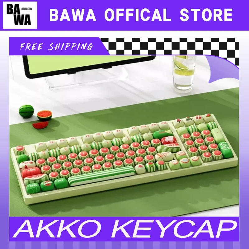 AKKO Watermelon Keycap PBT 138 Key Ergonomic Thermal Sublimation Computer Accessories Mechanical Keyboard Keycap Customization