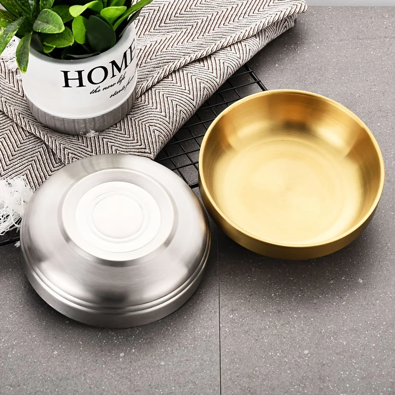 304 Stainless Steel Dining Bowl Luxury Fruit Salad Bowl Gold Color Soup Rice Noodle Ramen Bowls Kitchen Tableware Food Container