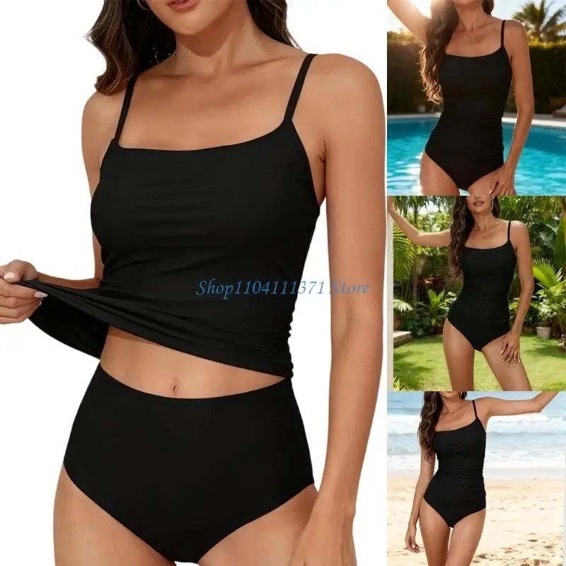 

P9FC женский купальник танкини с контролем живота и рюшами, купальный костюм из двух предметов, купальный костюм с эффектом и