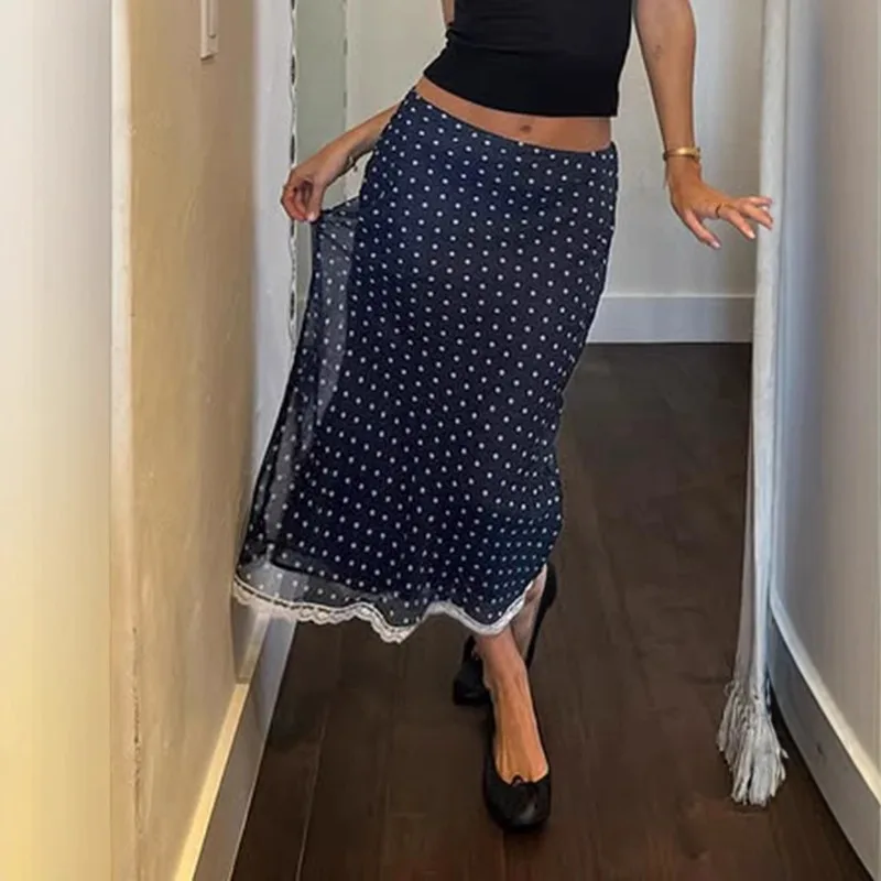 

New Sheer Dotted Lace Bodycon Midi Skirt. Lightweight, Cool, Slimming, Height - Enhancing, and With An Elegant Fishtail Design