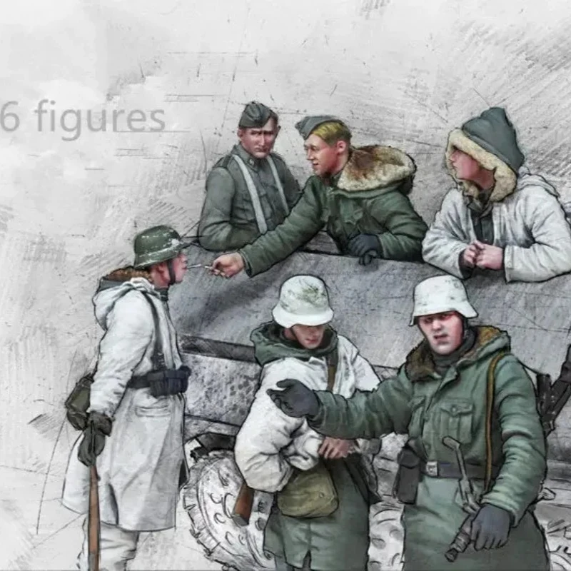 

1/35 Scale Resin Figure Model Building Kits Historical Military Hobby Miniature Tank Crew 6 Persons Unassambled Unpainted N611-1