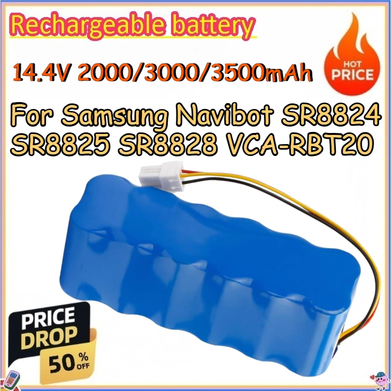 

14.4V 2000/3000/3500mAh Rechargeable Battery for Samsung Navibot SR8824 SR8825 SR8828 VCA-RBT20 Replace Lithium-ion Battery Pack