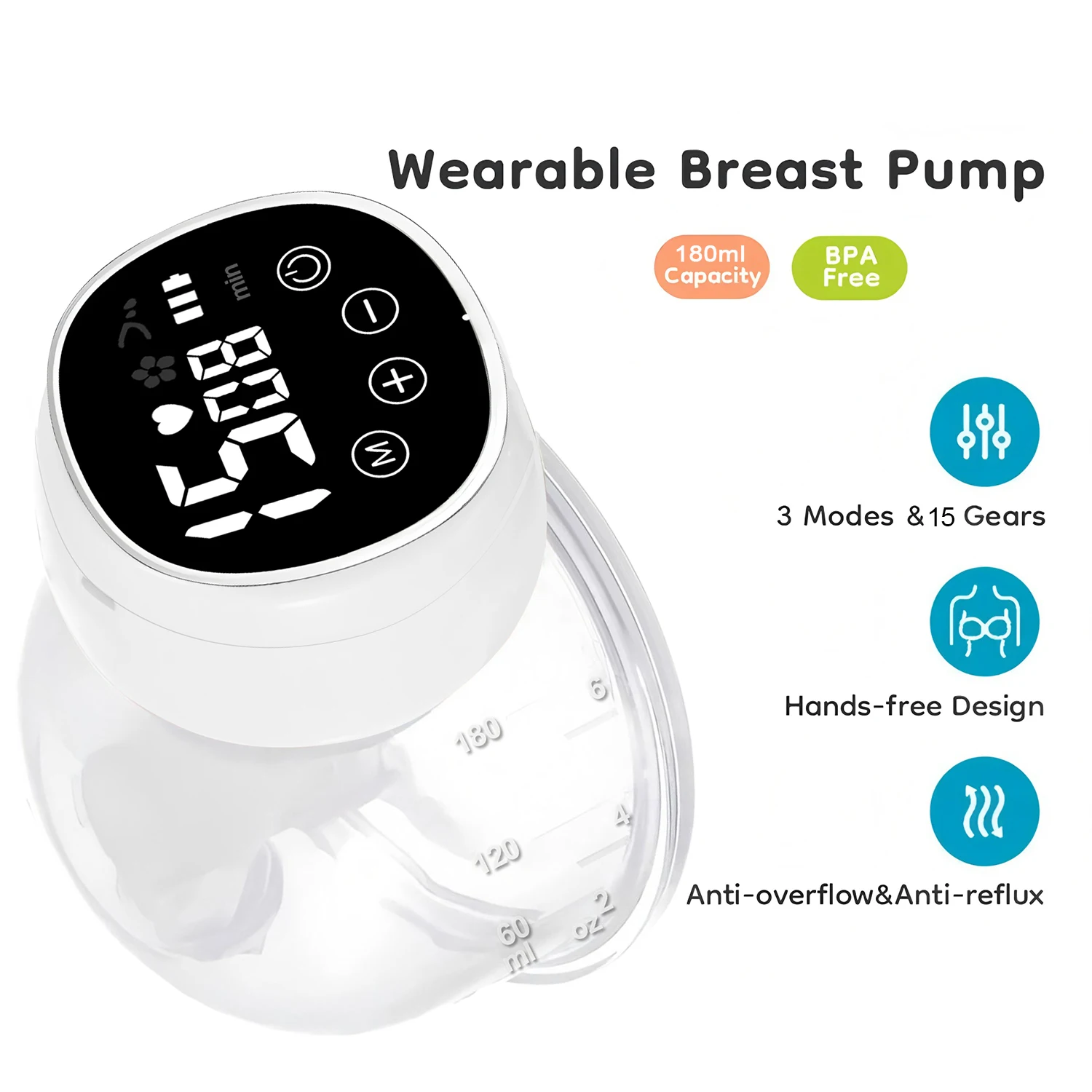 1個入り-新型ウェアラブル電動搾乳器-ポータブルハンズフリー搾乳器-静音快適-母乳抽出器コレクター