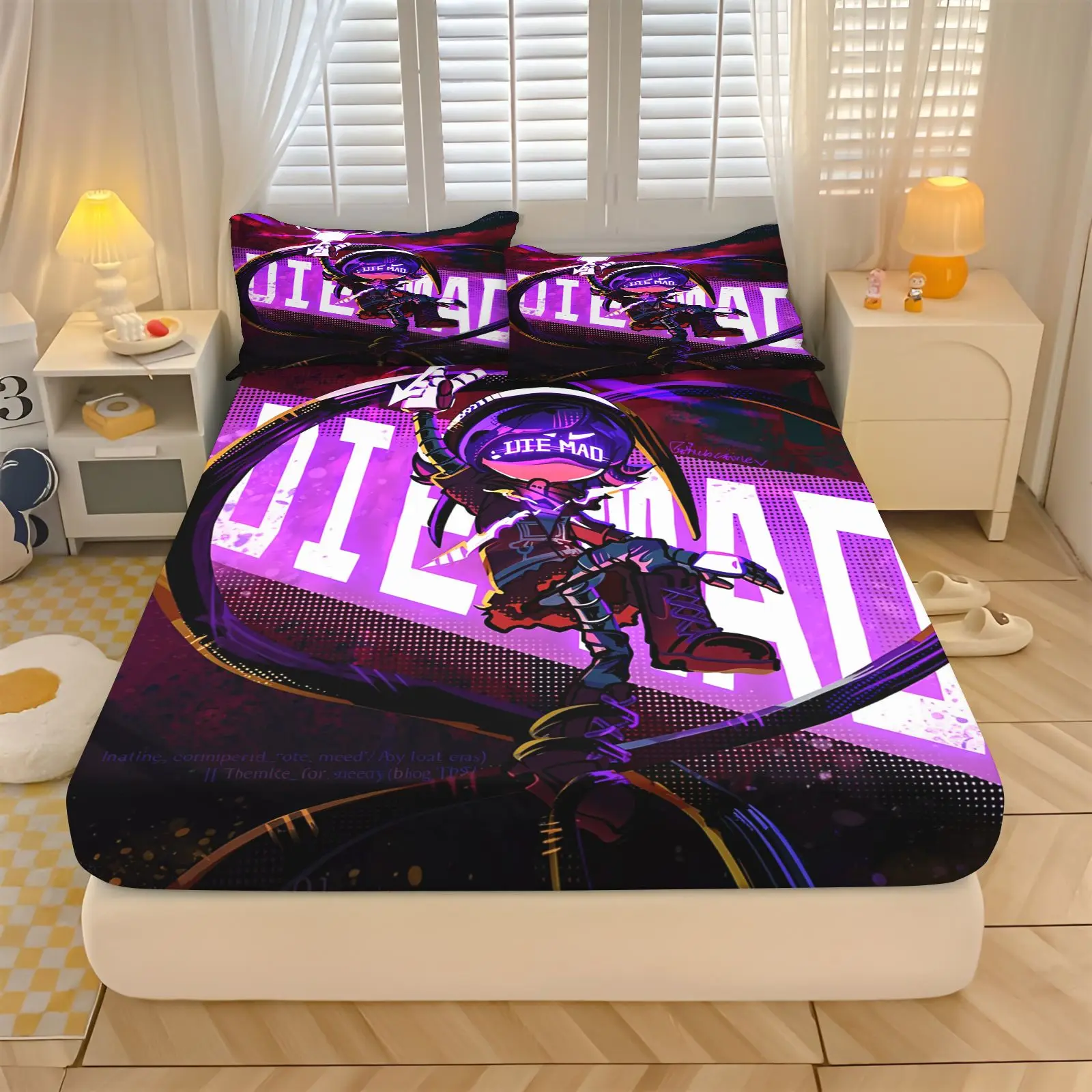 Murder Drones Uzi Doorman Bedding Set 3D Print Fitted Sheet Pillowcase Cartoon Anime Bed Cover For Bedroom Decor Single Double