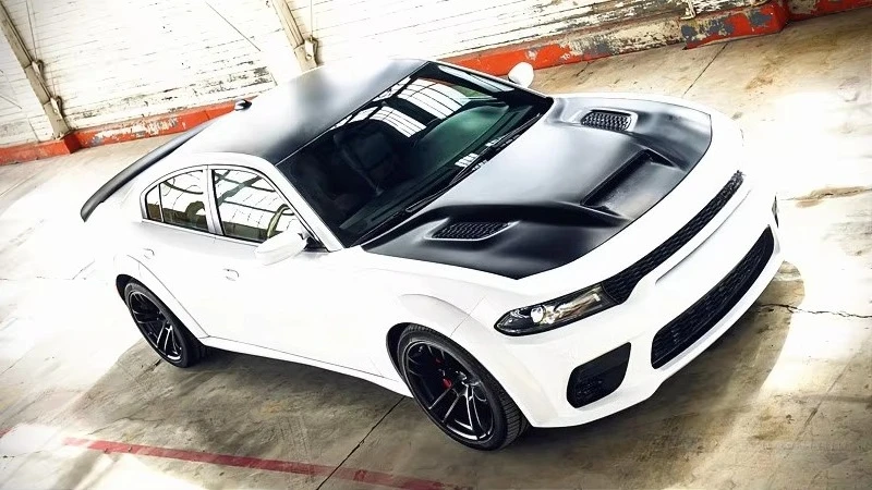 Redeye Style Carbon Fiber Front Hood Bonnet with Vents for 2015-21 Dodge Charger SRT Hellcat 6
