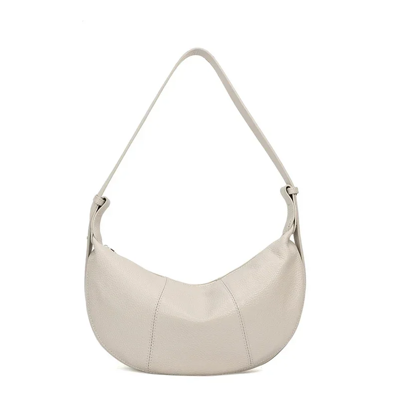 100% Echtes Leder Schultertasche für Damen Große Kapazität Halbmond-Form Designer Kuhledertasche für Pendler Shopper-Tasche – Detail 23