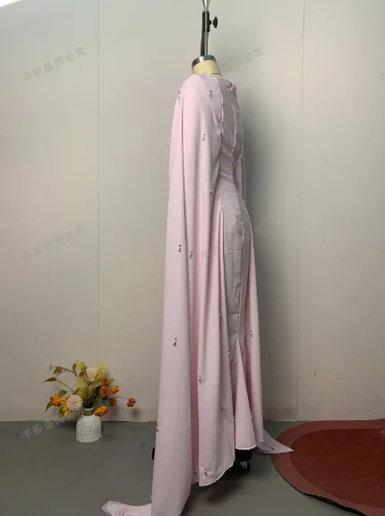 Eid mujeres Abayas Vestidos de fiesta vestido con capa Vestidos musulmanes Ramadán Dubai Kaftan diamantes Marruecos Jalabiya Islam árabe vestido largo
