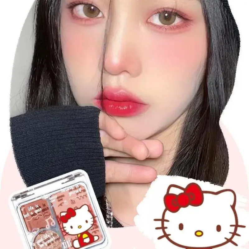 Miniso Hellokitty Eye Shadow Sanrio Anime Cartoon Underlay Brighten Up 6 Kawaii Cute Styles Girl Beginner Makeup Eyeshadow Trays