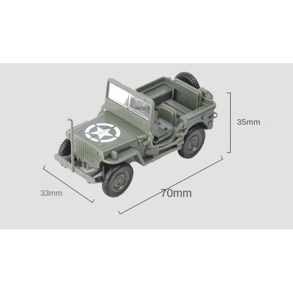 1/72 DIY WW2 Off-road Cars Puzzles Models 3D Plastic Assemble Building Blocks Kits for Teen Adult US Military Forces Willys Jeep