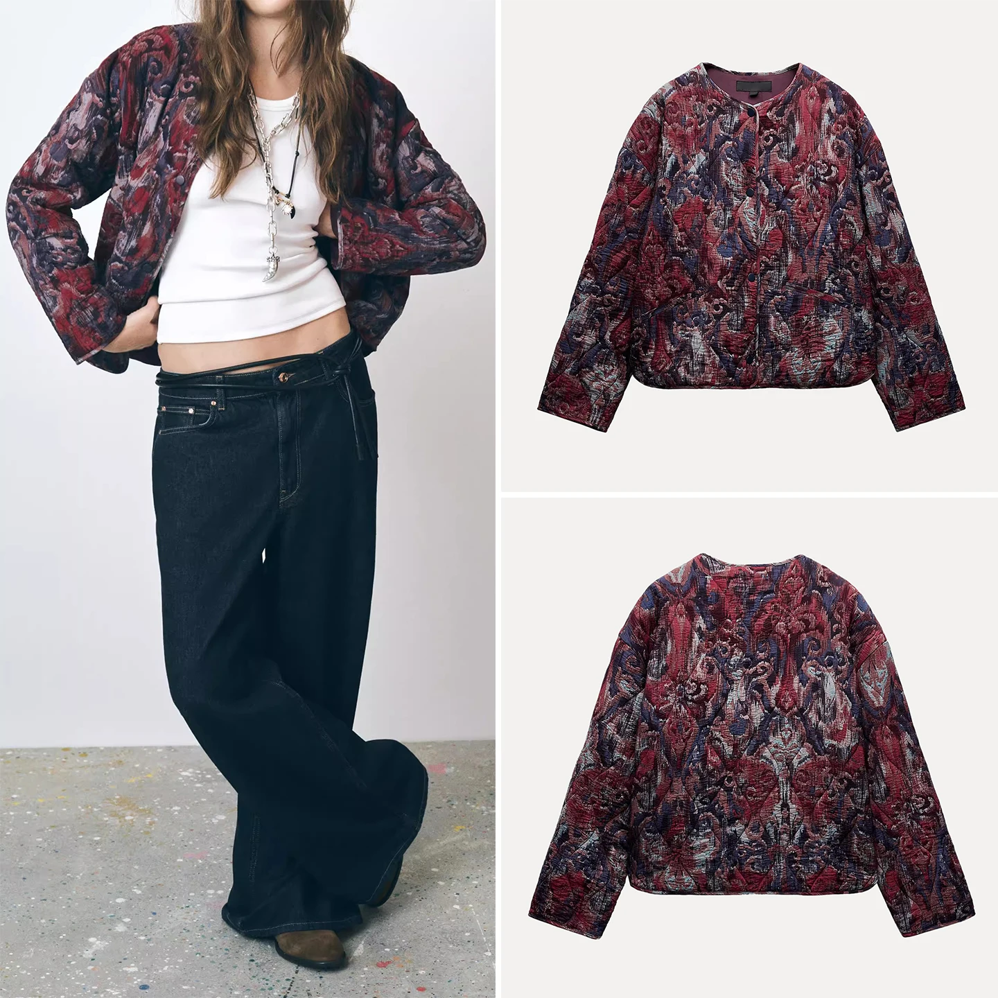 

2025 Autumn New Faion Women's Long Sve Single Button Print Jaet Personali Cotton Clothes Commute Sle Regular Length