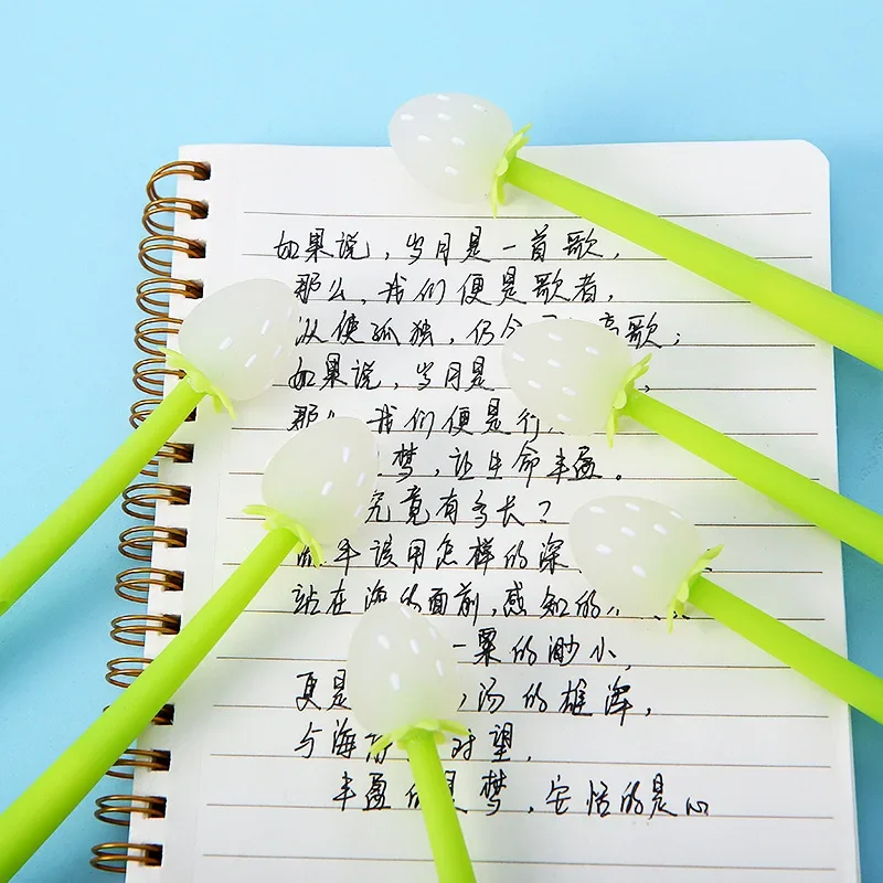 48PCS Creative color changing strawberry Rollerball pen small fresh fruit pie water-based pen