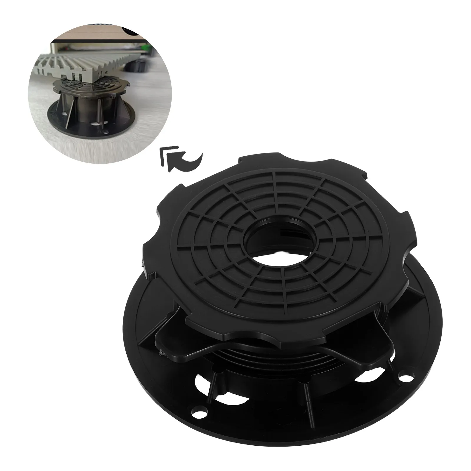 4Pcs Adjustable Pedestal Ground Elevation Support Deck Post Base Plastic Height Riser Deck Joist Leveler Outdoor Garden Flooring