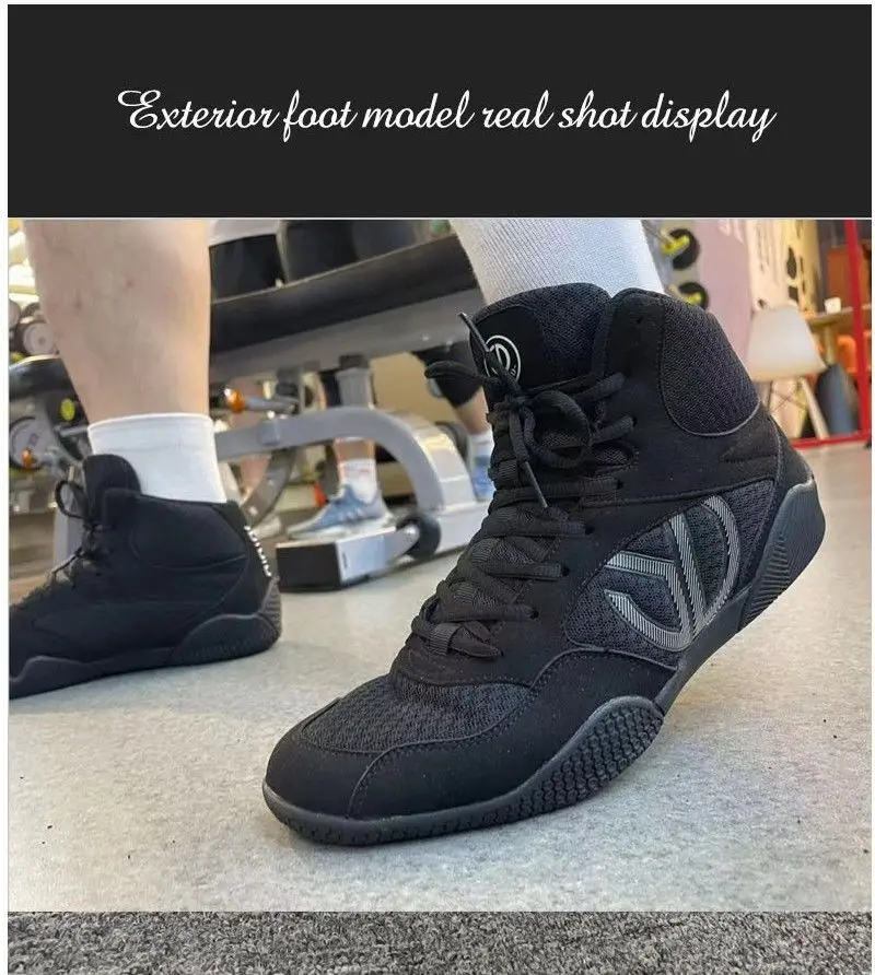 جديد الرجال الملاكمة أحذية عالية أعلى حجم 39-46 اللياقة البدنية التدريب أحذية المصارعة تنفس القتال الأحذية الرياضية