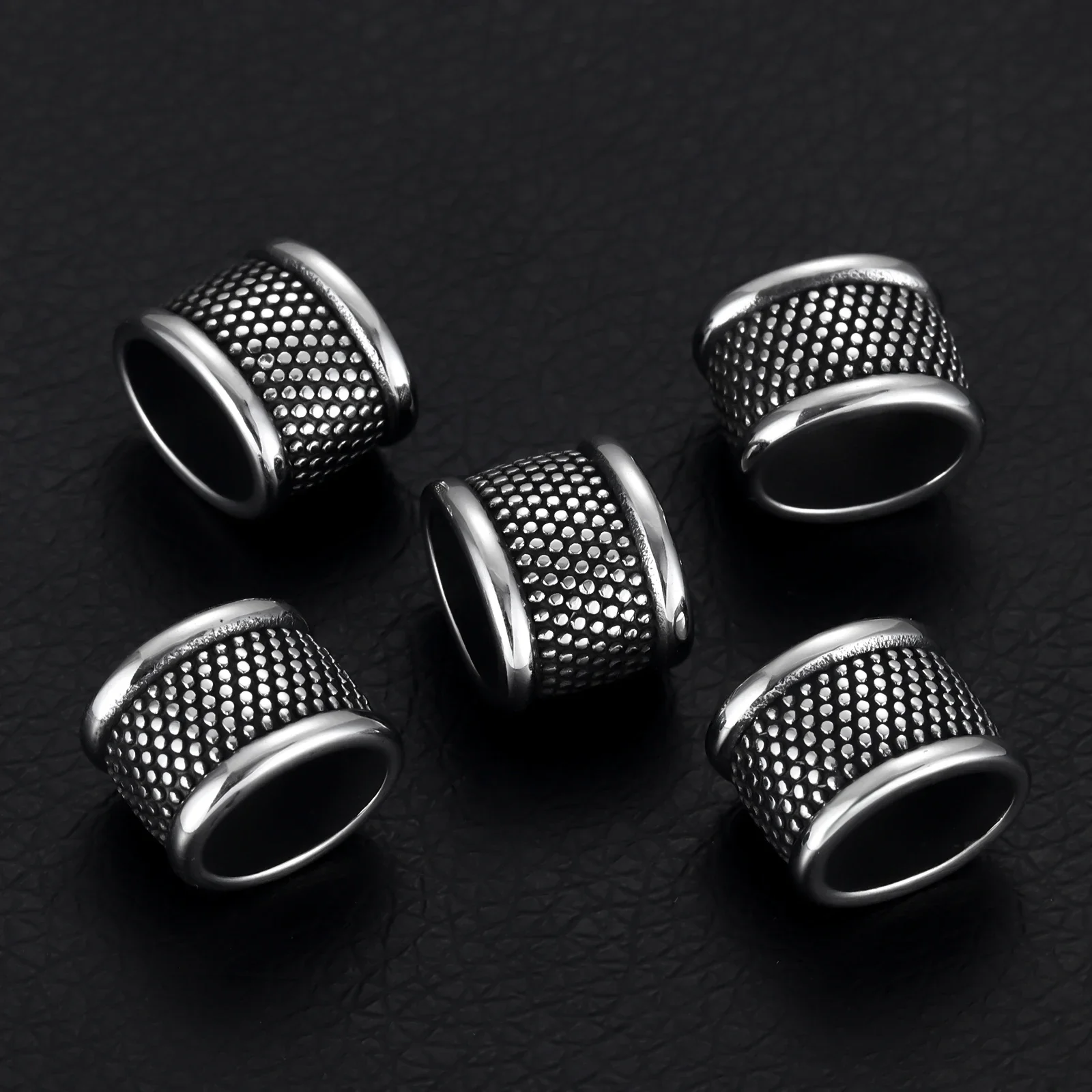 Stainless Steel Slider Beads Dots Oval Hole fit 12x6mm Slide Charm for Leather Bracelet Making Jewelry DIY Accessories