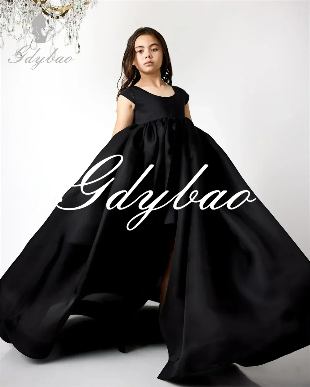 Klasyczny prosty styl O Neck Sleeveless A Line Wedding Party Flower Girl Dress Floor Length Bow First Communion Gown New 2024