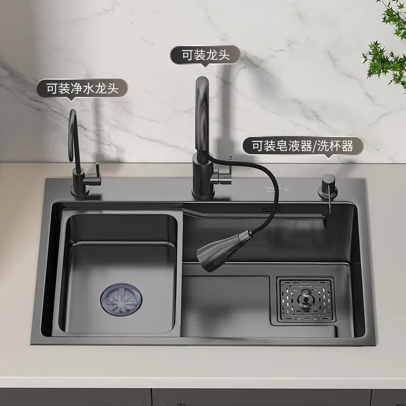 

Sink Nano Gun Gray SUS304 Stainless Steel Vegetable Basin Kitchen Handmade Large Single Slot Household Sink