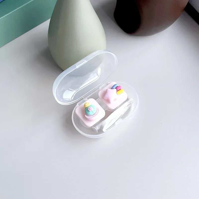 DIY Contact Lens Case Mini Compact Clamshell Contact Lens Case Storage Companion Box Double Box