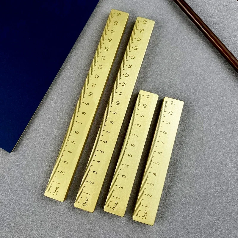 Vintage Solid Brass Paperweight Chinese Brush Holder Press Rice Paper Metal Brass Scale Drawing Ruler Calligraphy Paper Weight