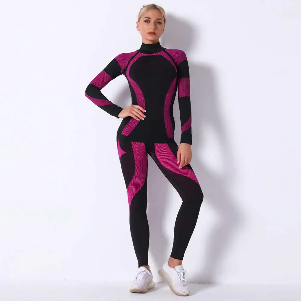 Women Girl Skiing Underwear Set Fitness Compression Clothing Gym Ski Snowboarding Sport Running Yoga Exercise Suit Tranning Y95