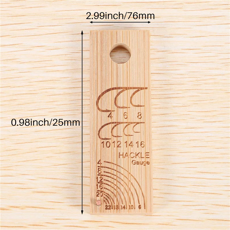 Wooden Fishhook Ruler Fishing Fishhook Gauge Lightweight Compact Fish Hook Measuring Contrast Ruler Fish Fly Tying Tool