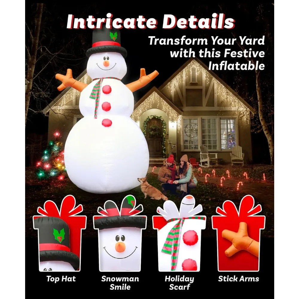 15 Foot High Snowman - Inflatable Outdoor Christmas Decorations for Courtyard, Lawn, and Garden Built in Decorations