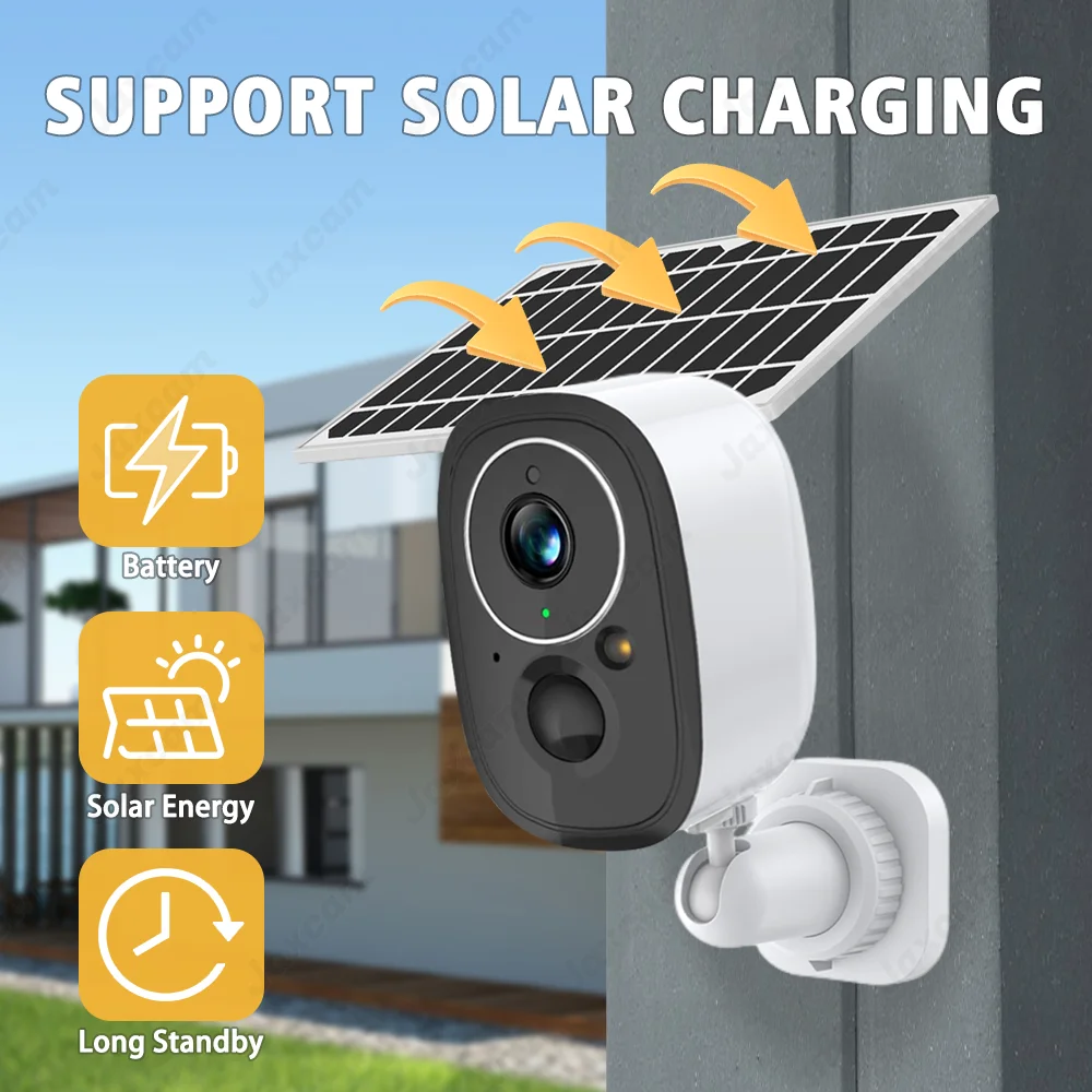 Tuya Solar Outdoor Security Camera, Alimentado por Bateria Sem Fio, Alarme de Movimento PIR, Áudio Bidirecional, Wi-Fi, Armazenamento na Nuvem, 5MP