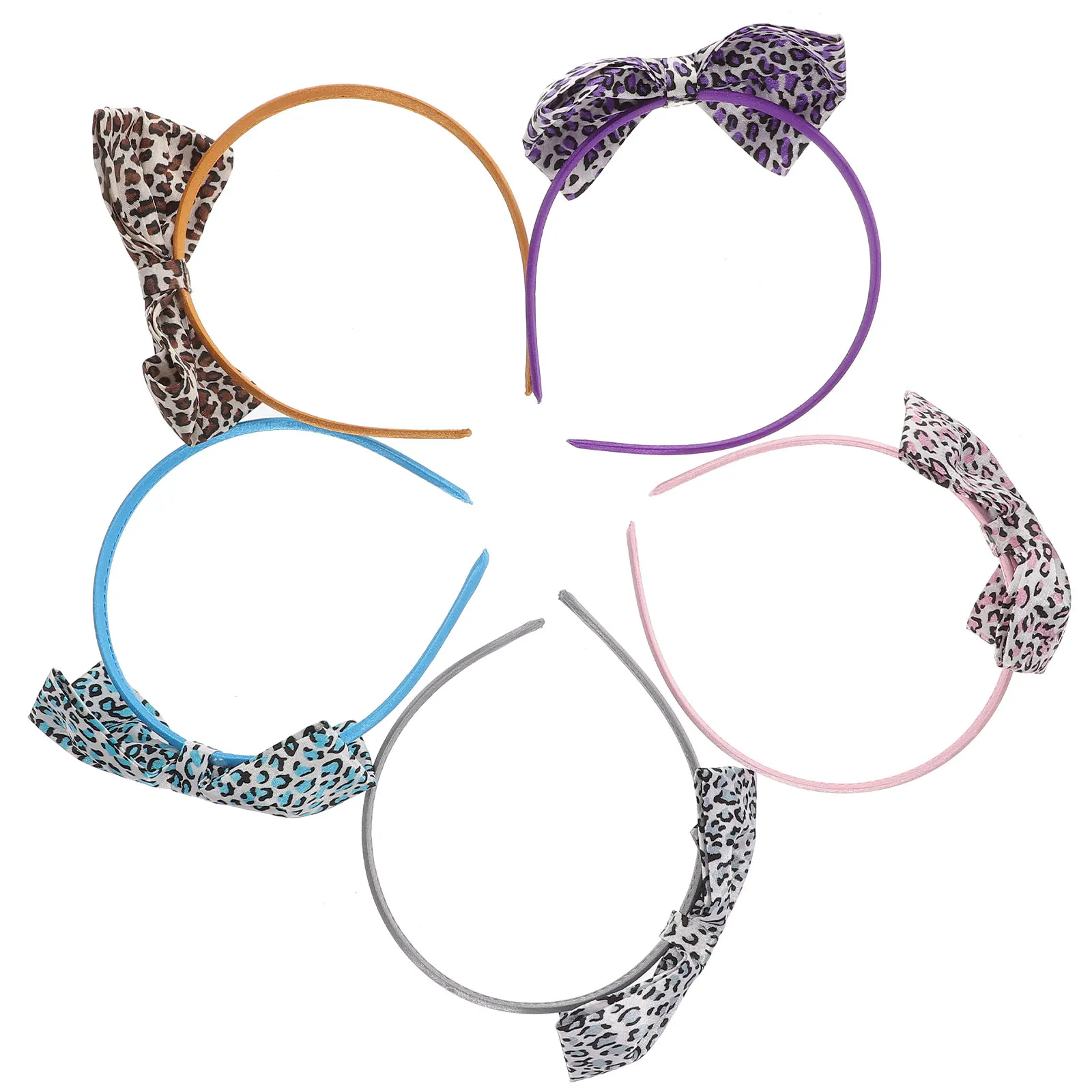 

5Pcs Leopard Print Hair Hoop Women Headb s Durable Cloth Cute Bowknot Fashion Accessories Christmas Gift Hair