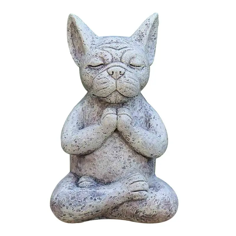 A24I Meditating Dog Statue Buddha, French Bulldog Meditating Statue, Meditating Bulldog Resin Ornament,Yoga Bulldog Ornament