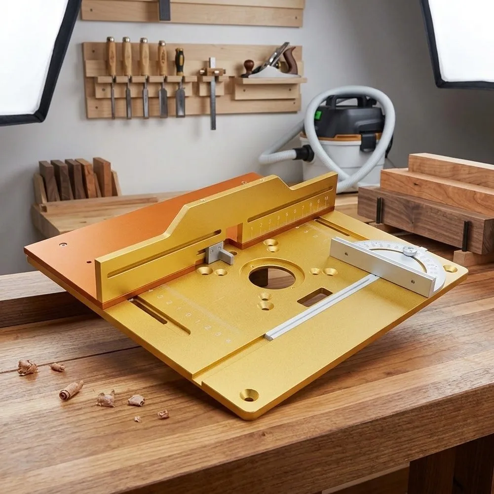 Woodworking Router Adjustable Workbench Kit Gold Alloy 28x26x5cm For Carpentry For Edge Trimming Joint Cutting With Height Adjus
