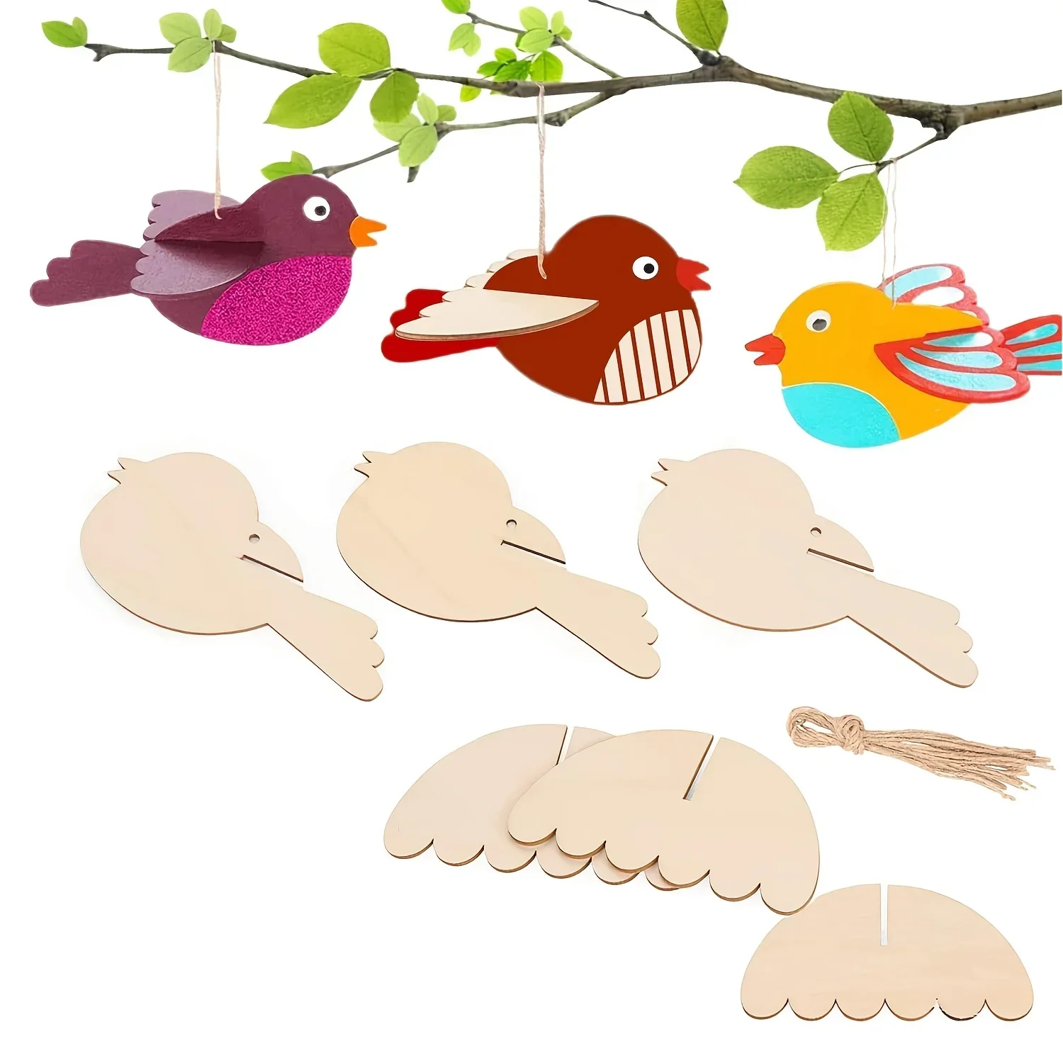 Decoraciones de Madera en Forma de Pájaro para Manualidades, sin Acabado, para Cumpleaños, Bodas, Fiestas, Arte de Escritorio, Pintura, Idea de Regalo