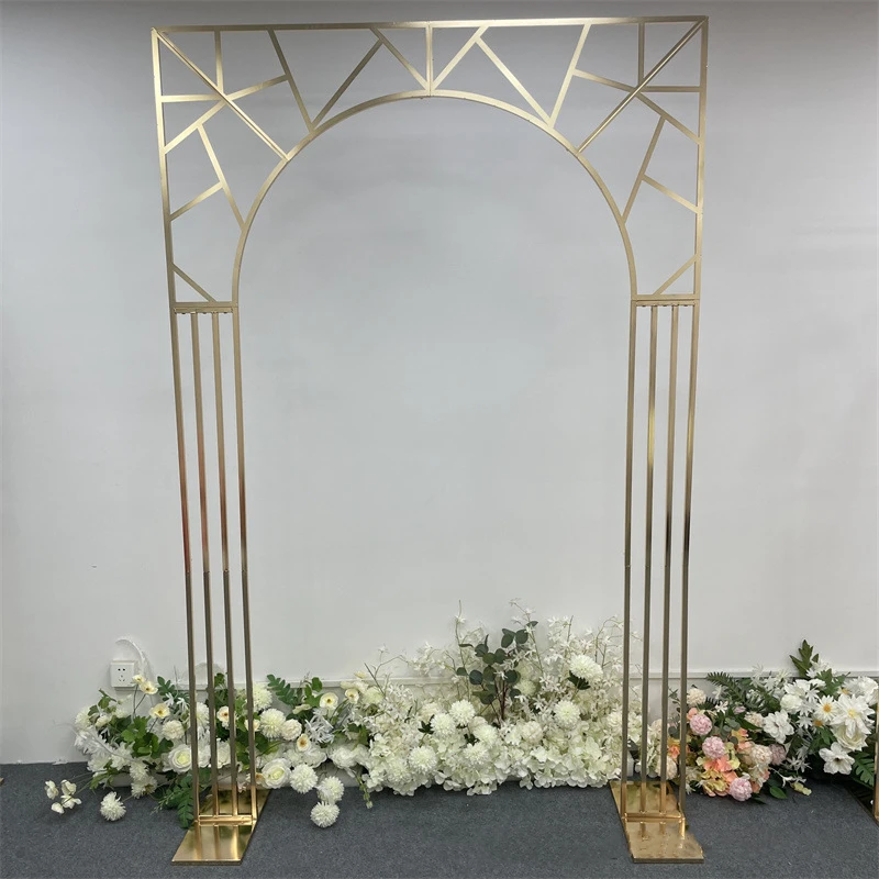 Wedding Square Arch Flowers Rack Exquisite Gold High Electroplate Wedding Background Quality Party Stage Decoration