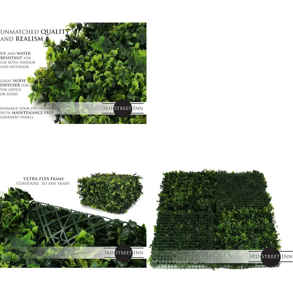 

Премиум-панели из искусственного самшита и плюща - Звукопоглощающая изоляционная изгородь - Декоративные зеленые панели (комплект из 2 шт.)