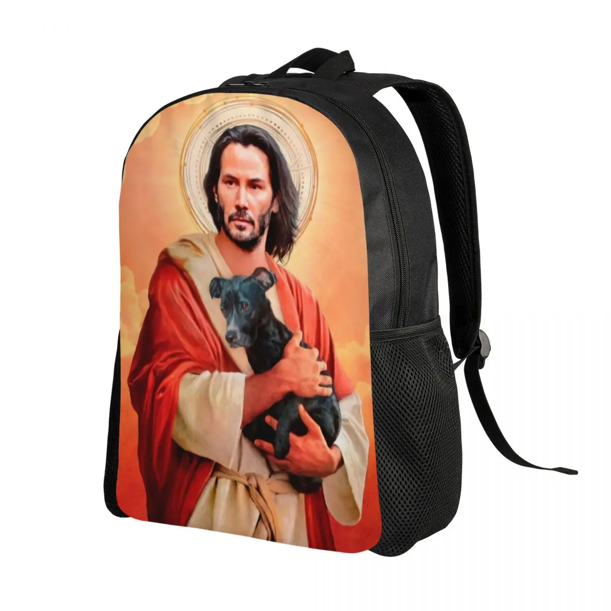 Jesus Saint Meme Keanu Reeves Travel Backpack Women Men School Laptop Bookbag College Student Daypack Bags