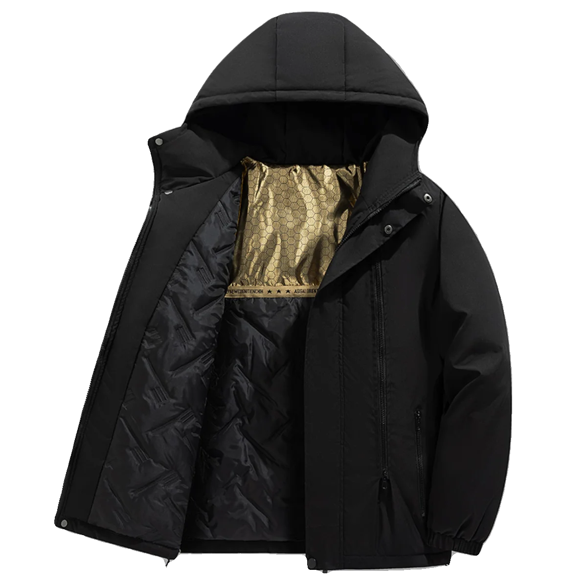 

Thiened Cotton Jaet Hooded Winter Coat Men Women Casual Sle Windproof Warm Mid-Length Busin Gentleman Sle Zipper C...