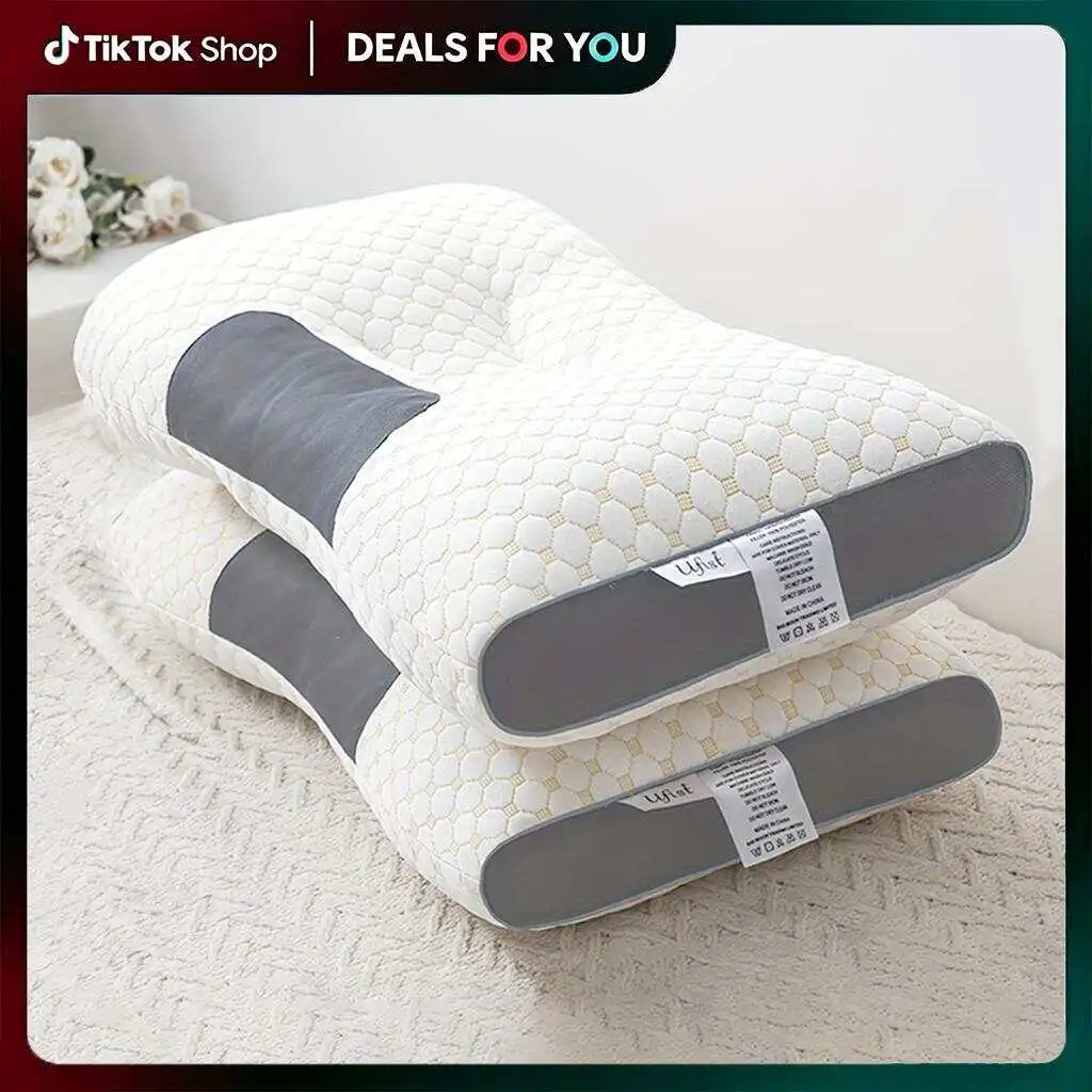 

2-Pack Ergonomic Cervical Pillow Low Neck Support Bed Pillows Breathable Orthopedic Cushion for Deep Sleep Back Side Sleeper Pain Relief