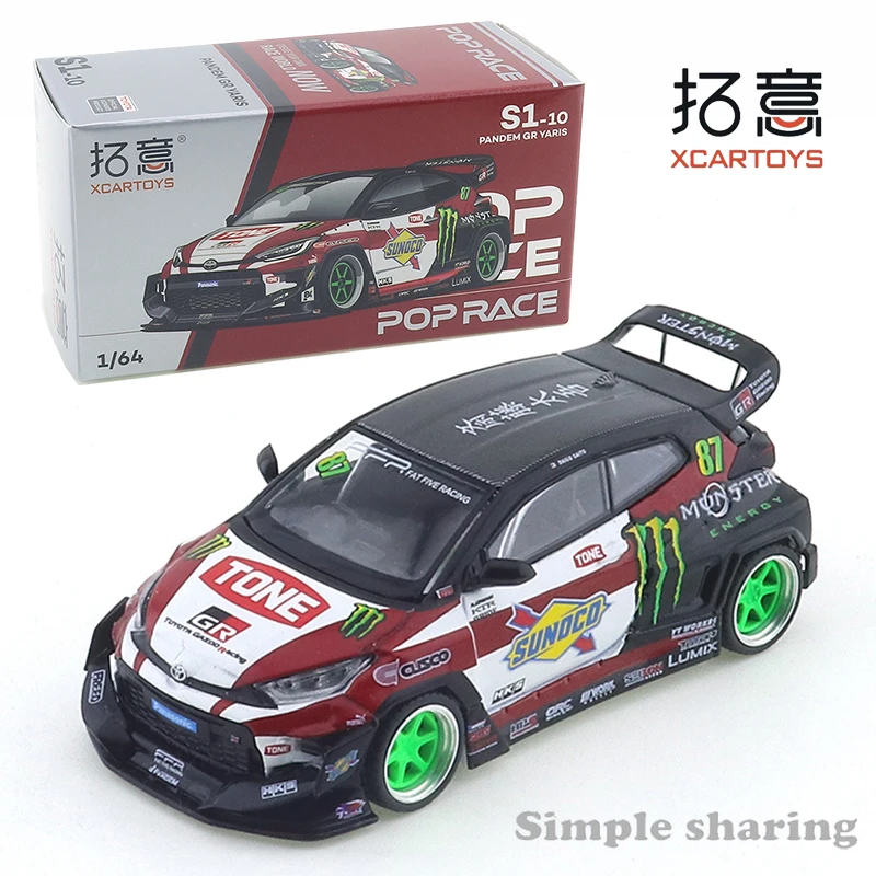 XCARTOYS POPRACE 1/64 Alloy Die Cast Car Model Toy GR Yaris PANDEM- Taigo Saito Car Friends Gifts Collect Ornaments