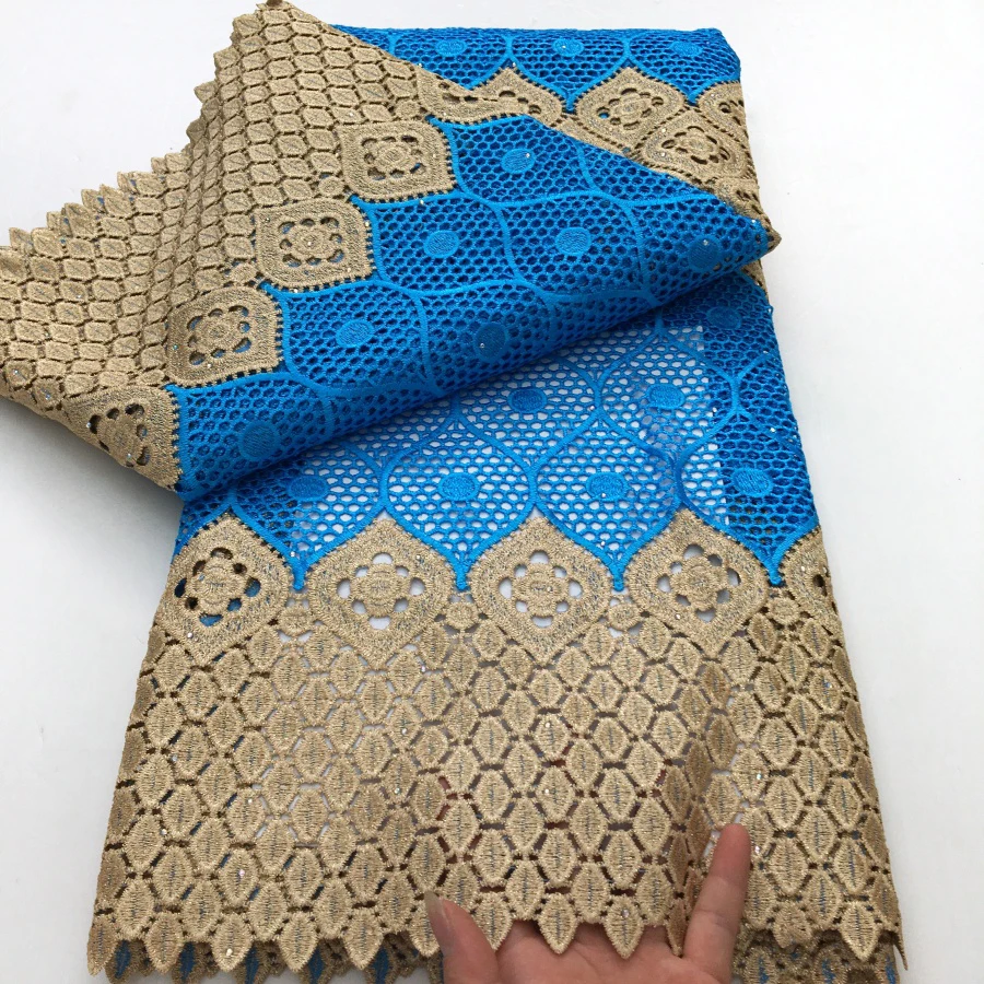 قماش دانتيل بحبل جبر أفريقي 2025 جودة عالية 5 ياردات قماش دانتيل نيجيري قابل للذوبان في الماء للنساء فساتين حفلات الزفاف