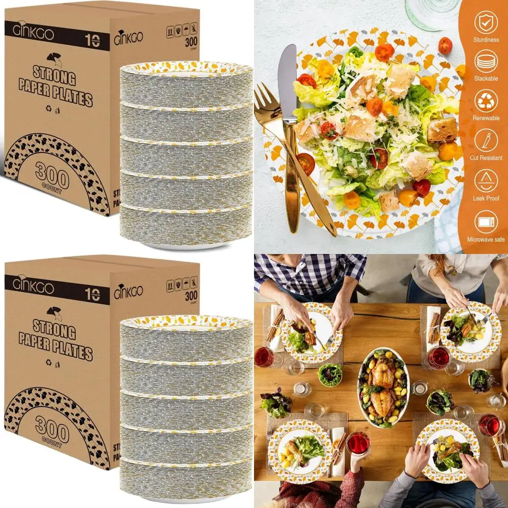 

100 Pack 10 Durable Fall-Themed Paper Plates, Ideal for Parties and Daily Use